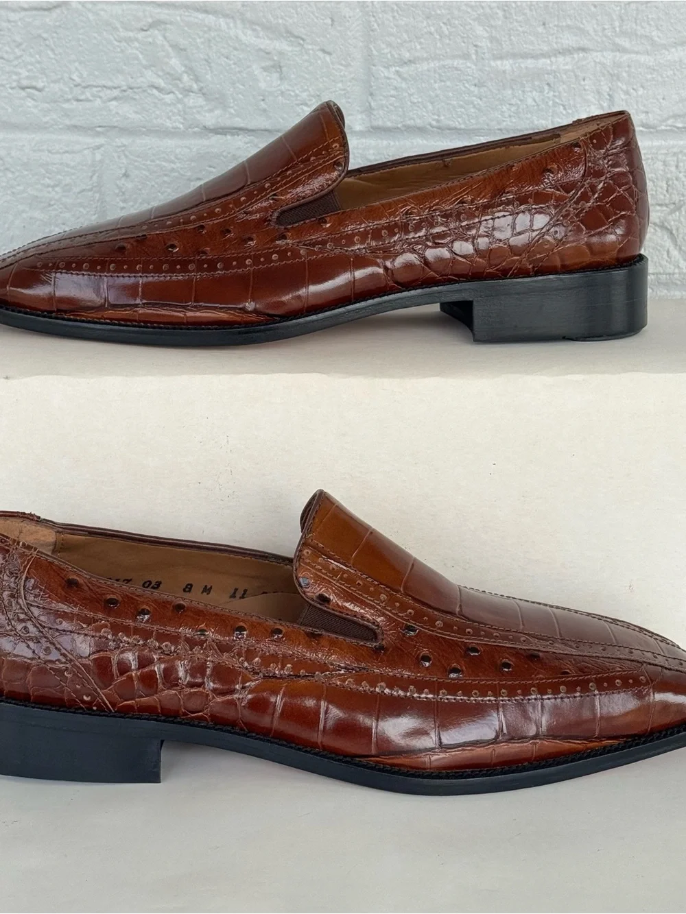 Stacy Adams Alligator Print Square Toe Loafers Men's 8